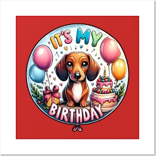 It's My Birthday Doxie Puppy Posters and Art